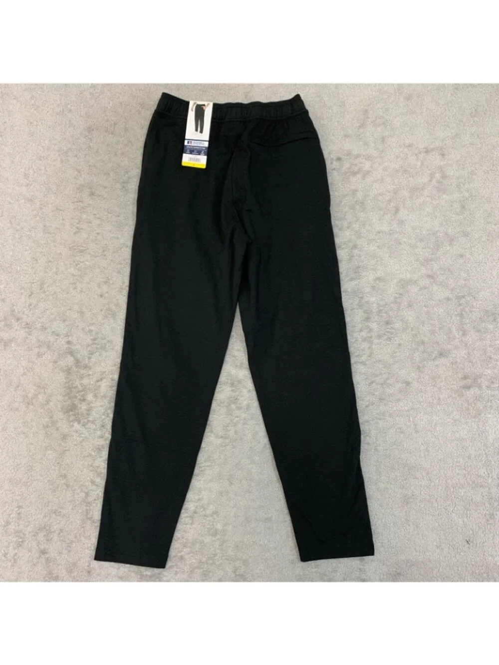 NWT Russell Athletic Men's S Black Tapered Fit Pant Stretch Zippered Pocket